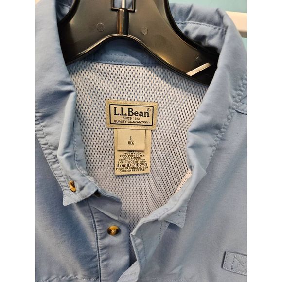 L.L. Bean Blue Performance Vented Fishing Shirt size Large - Picture 7 of 10